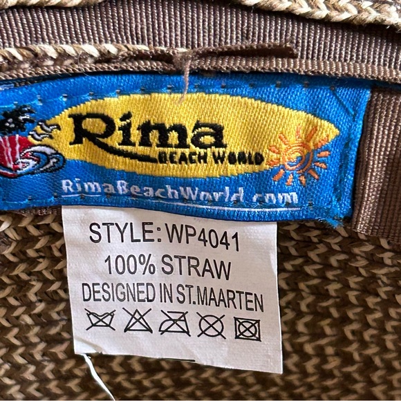 Rima Beach World Straw and Brown Grosgrain Ribbon Sunhat Designed in St.Maarten - Picture 5 of 14